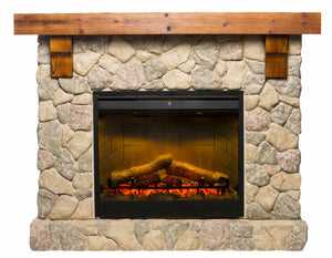 Fieldstone Mantle with LED Firebox